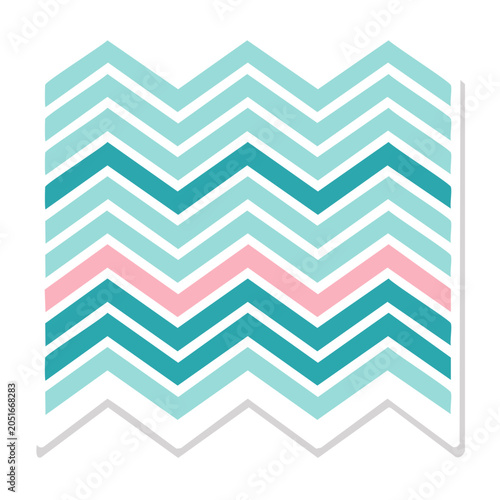 Teal aqua and pink chevron pattern on white background