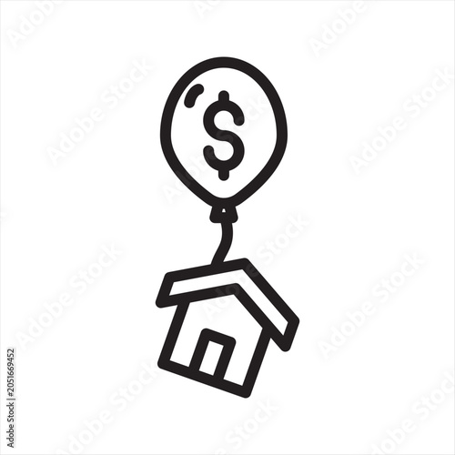 Housing Crisis Anxiety Line Icon - Home Affordability Stress