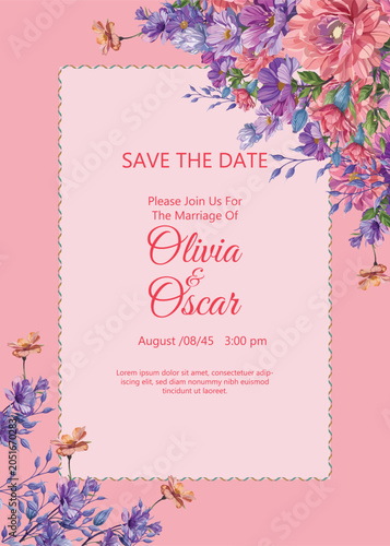 Elegant and romantic floral wedding invitation