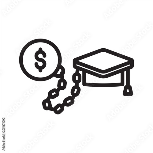 Student Loan Burden Line Icon - Education Debt Anxiety