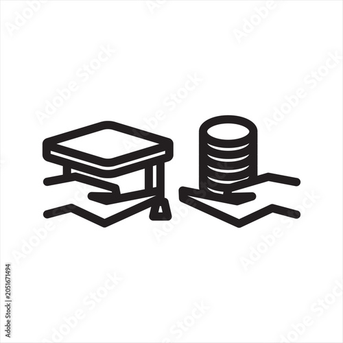 Student Loan Burden Line Icon - Education Debt Anxiety