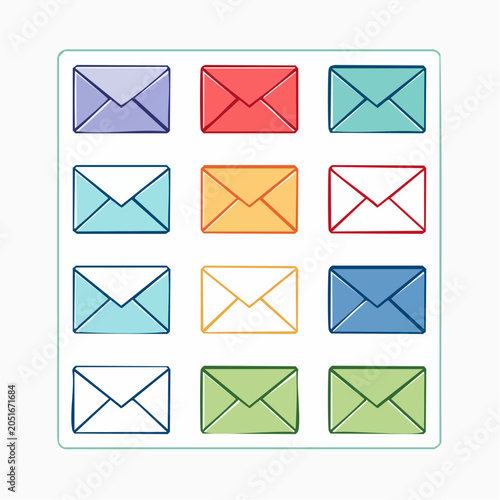 Set of colorful envelopes