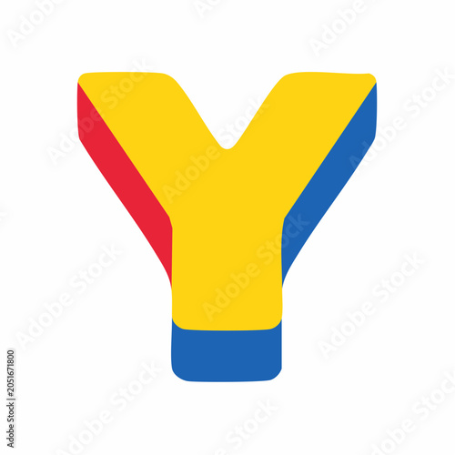 Yellow Letter Y with Red and Blue Accents