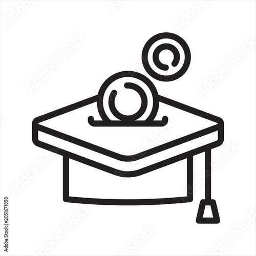 Student Loan Burden Line Icon - Education Debt Anxiety