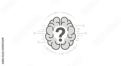 Tech brain icon with question mark and circuit lines