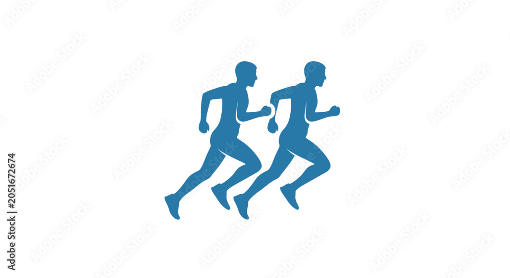 Obraz premium Two Men Running Side by Side.