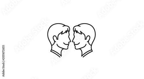 Quadro su tela Two Men Facing Each Other.