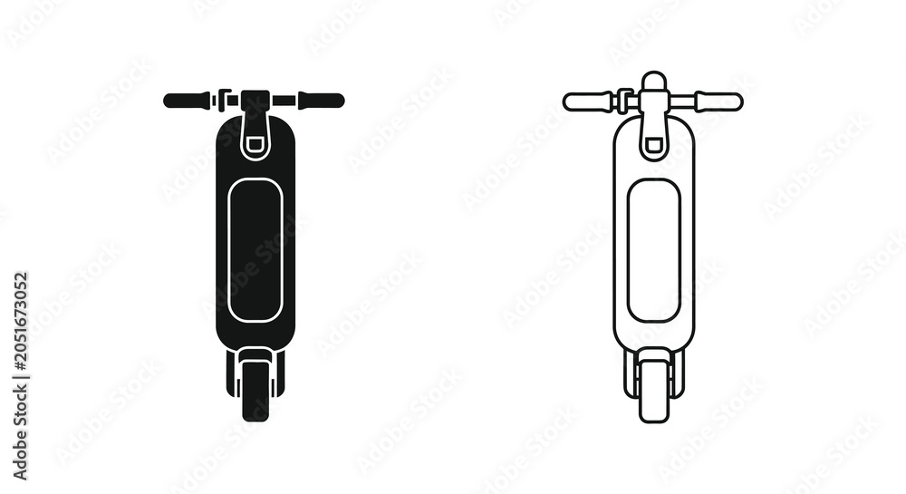 Naklejka premium Electric Scooter Outline Black And White Silhouette