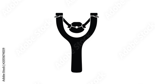 Tableau sur toile Black silhouette of a slingshot against a white background silhouette