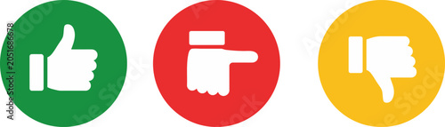 Schilderij op canvas Three circular icons representing like dislike neutral