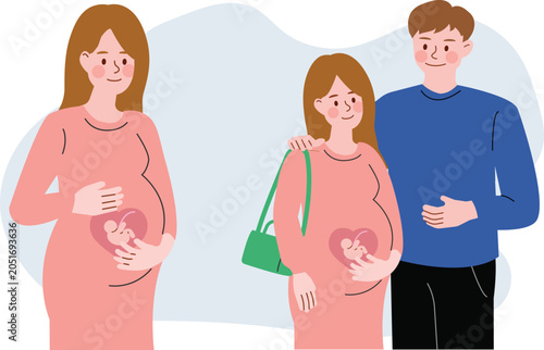 Pregnant Woman and Couple Illustration