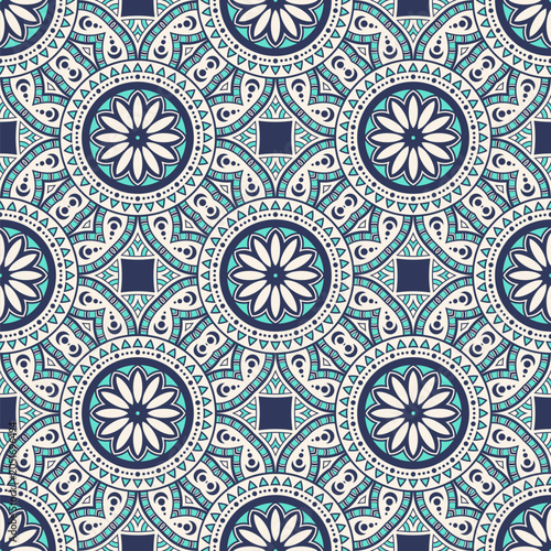 Seamless floral mandala vec...