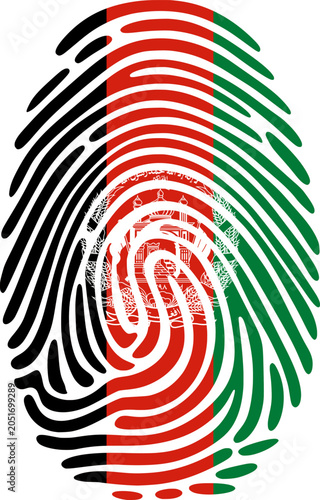 Afghanistan Flag Fingerprint Identity Vector Afghan DNA Heritage Graphic