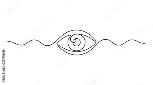 Minimalist single line art of an eye with minimalist continuous creative perception illustration