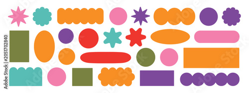 Collection of colorful abstract geometric shapes and organic forms