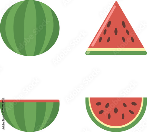 Water melon icon set vector illustration with fresh fruit slice collection and summer food symbols