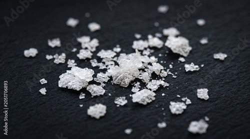 Gourmet Sea Salt Crystals on Black Background