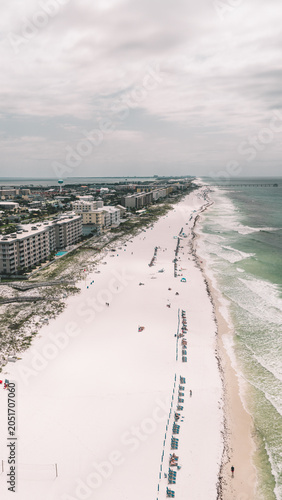 Aerial View of Fort Walton Beach Florida Gulf Coast Condominiums and Emerald Waters