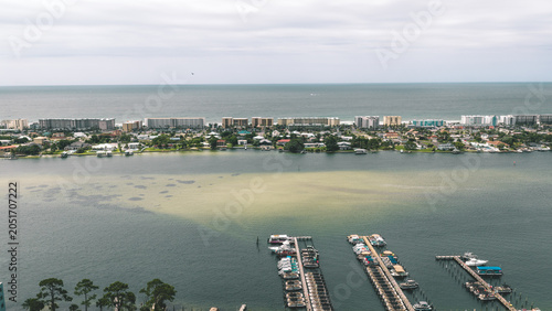 Aerial View of Fort Walton Beach Florida Gulf Coast Condominiums and Emerald Waters