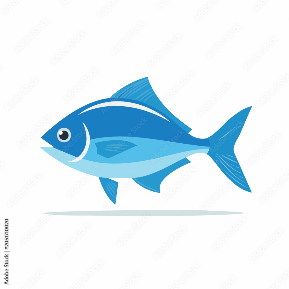 Fototapeta premium Stylized Blue Fish Illustration