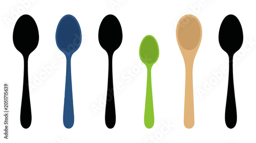 Fotografie Professional vector collection featuring  different spoon designs, soup spoon, d