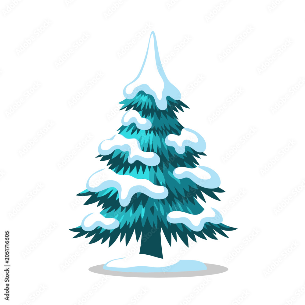 Fototapeta premium Snowy Evergreen Christmas Tree.