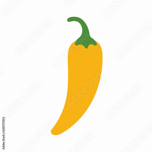 Yellow Chili Pepper Isolated.