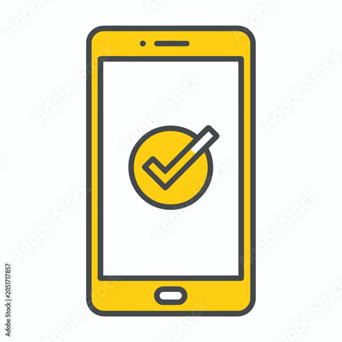 Yellow Mobile Phone with Checkmark.