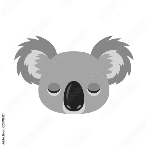 Gray Koala Face with Closed Eyes.