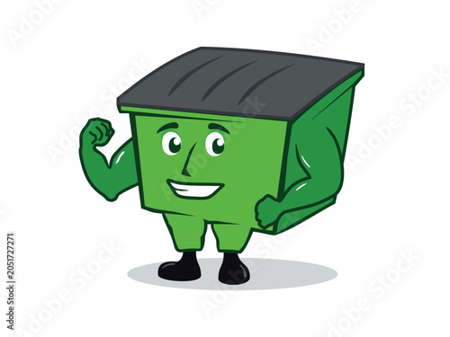 Cartoon drawing of a dumpster