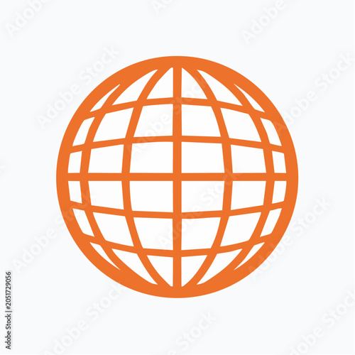Orange globe icon on white background