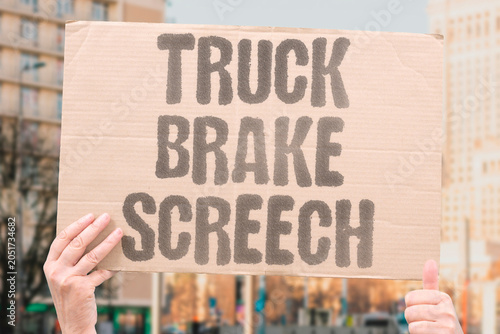 Quadro su tela "Truck brake screech" Heavy vehicle noise disturbs sleep