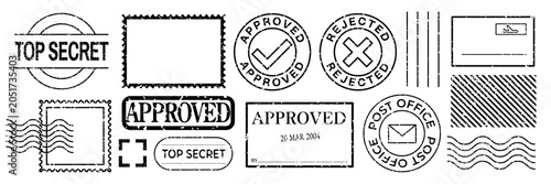 Vászonkép PNG Vintage stamp designs collection , set on transparent background