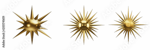 Canvastavla Shiny Golden Sunburst Wall Mirror Frame Spike Decorative Starburst Ornament Asse