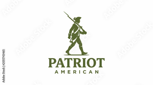 Foto Flat Graphic Illustration of an 18th Century American Patriot Soldier Silhouette