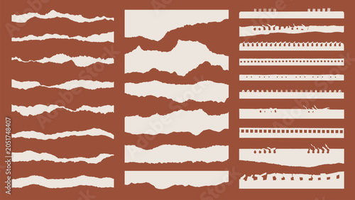Torn paper edge collection vector set