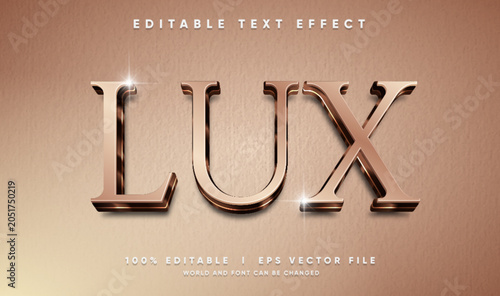 Canvastavla Editable lux 3d text effect template with elegant bronze rose gold serif font an