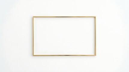 Minimalist rectangular golden frame isolated on a clean white background, perfect for showcasing art or photographs