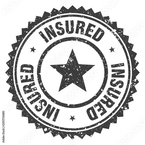 Foto insured black grunge round stamp. insured stamp