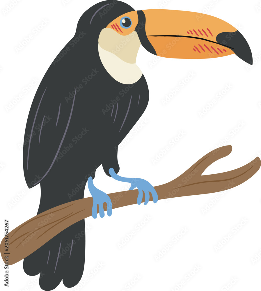 Obraz premium Toucan Perched On Branch Cartoon