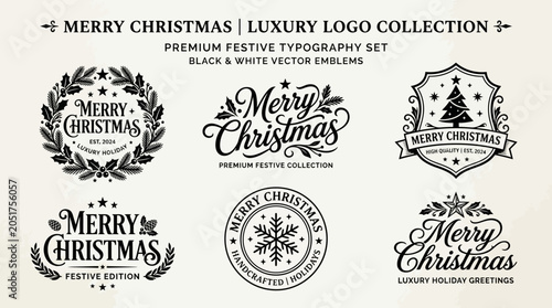 Black and White Christmas Logos.