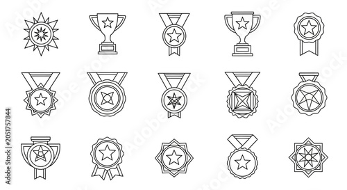 Collection of various award icons and medals.