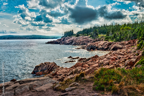 Bild auf Leinwand Rocky shoreline on the coast of Cape Breton Island, Nova Scotia