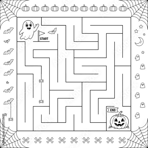 Educational halloween maze worksheet with start and finish worksheet halloween