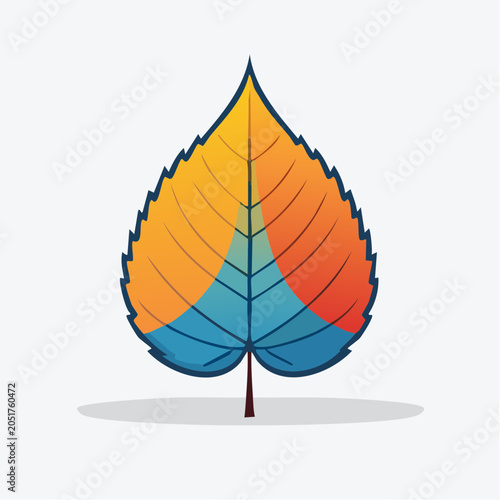 Stylized Autumn Leaf with Gradient Colors