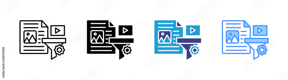 Schilderij op canvas Content Curation icon set multiple style collection