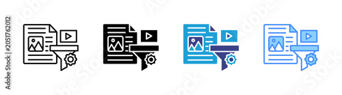 Tableau sur toile Content Curation icon set multiple style collection