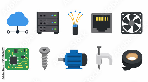 Fotografie Assorted Technology and Industrial Components Collection.