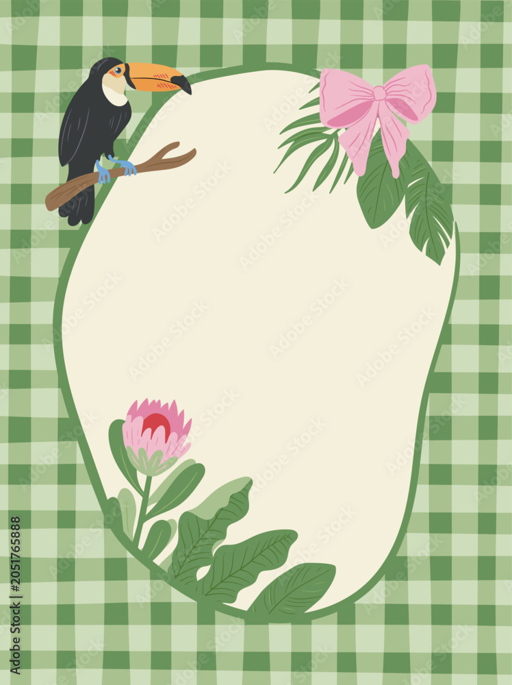 Fototapeta premium Toucan Tropical Wedding Whimsical Frame