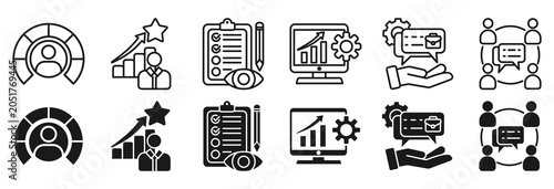 Schilderij op canvas Performance review icon set vector illustration concept relate to employee job p